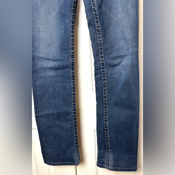 BIG STAR Long Kayla Straight Leg Denim Jeans Embellished Dark Wash Mid Rise - Picture 4 of 10
